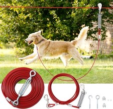 50FT Dog Runner with 15FT Tie-Out Cable Heavy Duty Trolley System for Large Dogs