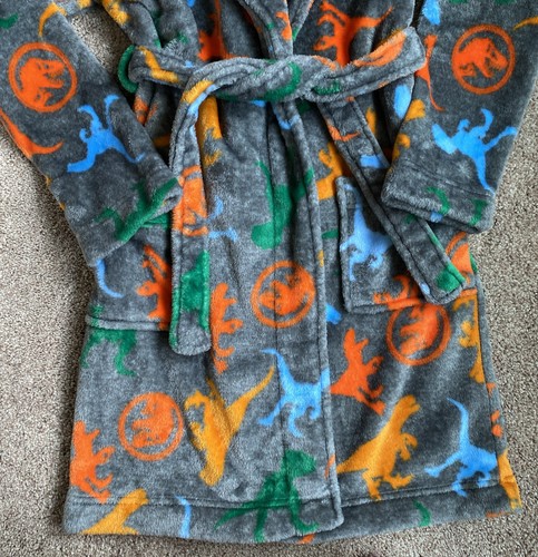 Jurassic World Boys Plush Dinosaur Bath Robe House Coat. Size 10/12 - Picture 3 of 6