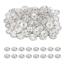10mm Rondelle Spacer Bead, 200 Pcs Rhinestone Loose Bead, Silver