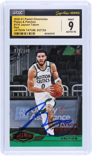 Jayson Tatum Celtics Signed 2020-21 Panini Chronicles #316 #/149 CGC 9/10 Card