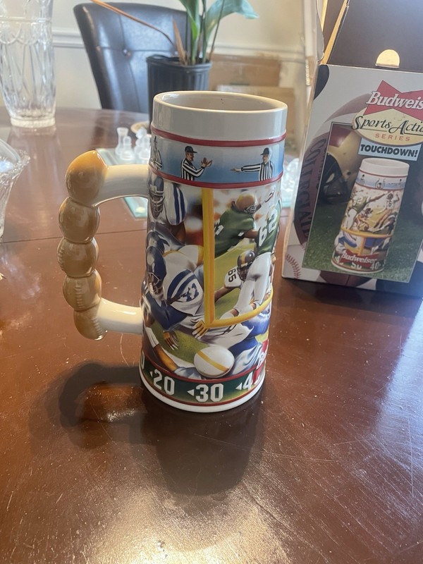 Budweiser Sports Action Series Touchdown! Football Beer Stein w/ Box