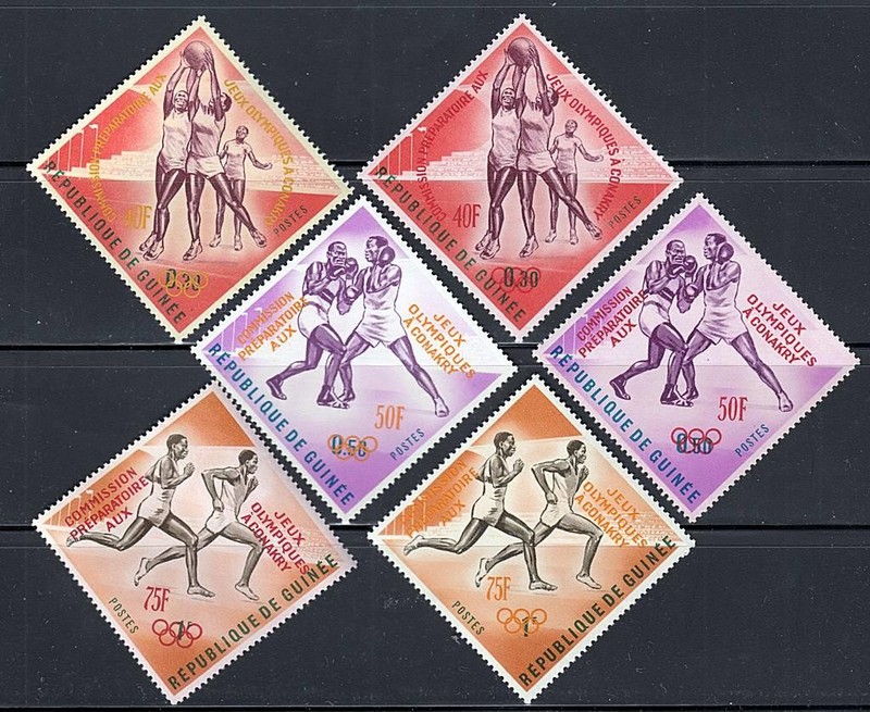 GUINEA 1964 TOKYO JAPAN OLYMPICS 2 dif. O/PRINTS MNH BOXING BASKETBALL SPORTS