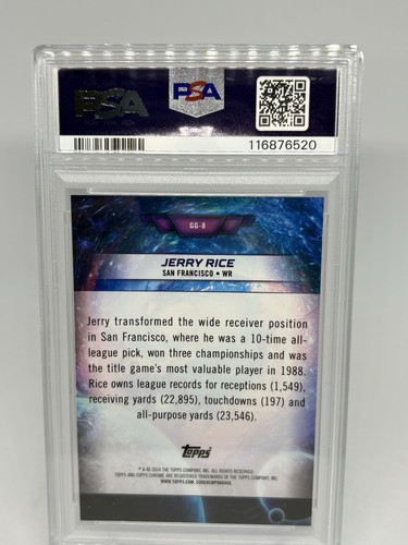 2024 Topps Cosmic Chrome Jerry Rice Galaxy Orange Galactic /25 PSA 10 (E952)) - Picture 4 of 5