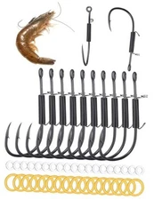 Live Shrimp Hooks, Saltwater Shrimp Walker Hook - Premium Large set (4/0*10pcs)