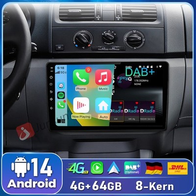 4+64G Carplay Für Skoda Fabia II 2008-2013 Autoradio GPS Nav Android14 Auto DAB+