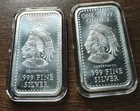 Lot of 2 - Aztec Calendar Silver Bar 1 oz .999 Fine Silver - Golden State Mint