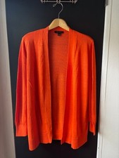 Ann Taylor Linen Rayon Open Front Below Hip Length Cardigan 611745 M