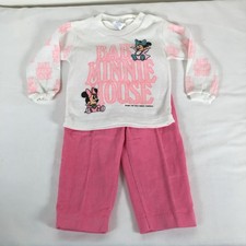 Vtg 1984 Disney Babies 12 Mos Baby Minnie Mouse Long Sleeve Shirt  Pink Pants