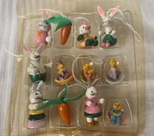 Vintage 12 Miniature Resin Easter Tree Ornament Mini Chick Bunny Egg