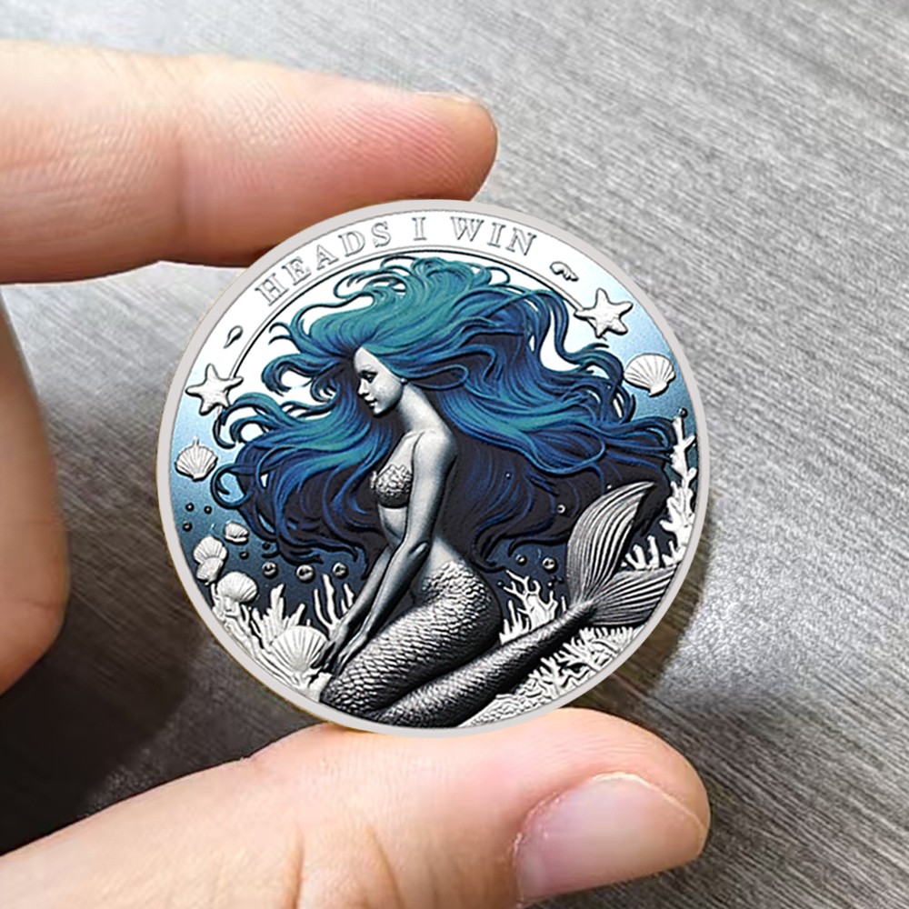 Mermaid Silver Plated Coin – "Heads I Win Tails You Lose" Collectible Token 