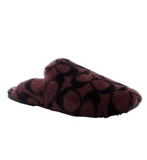 New Coach Slippers Merlot Shearling Fur Size 6 Slip On