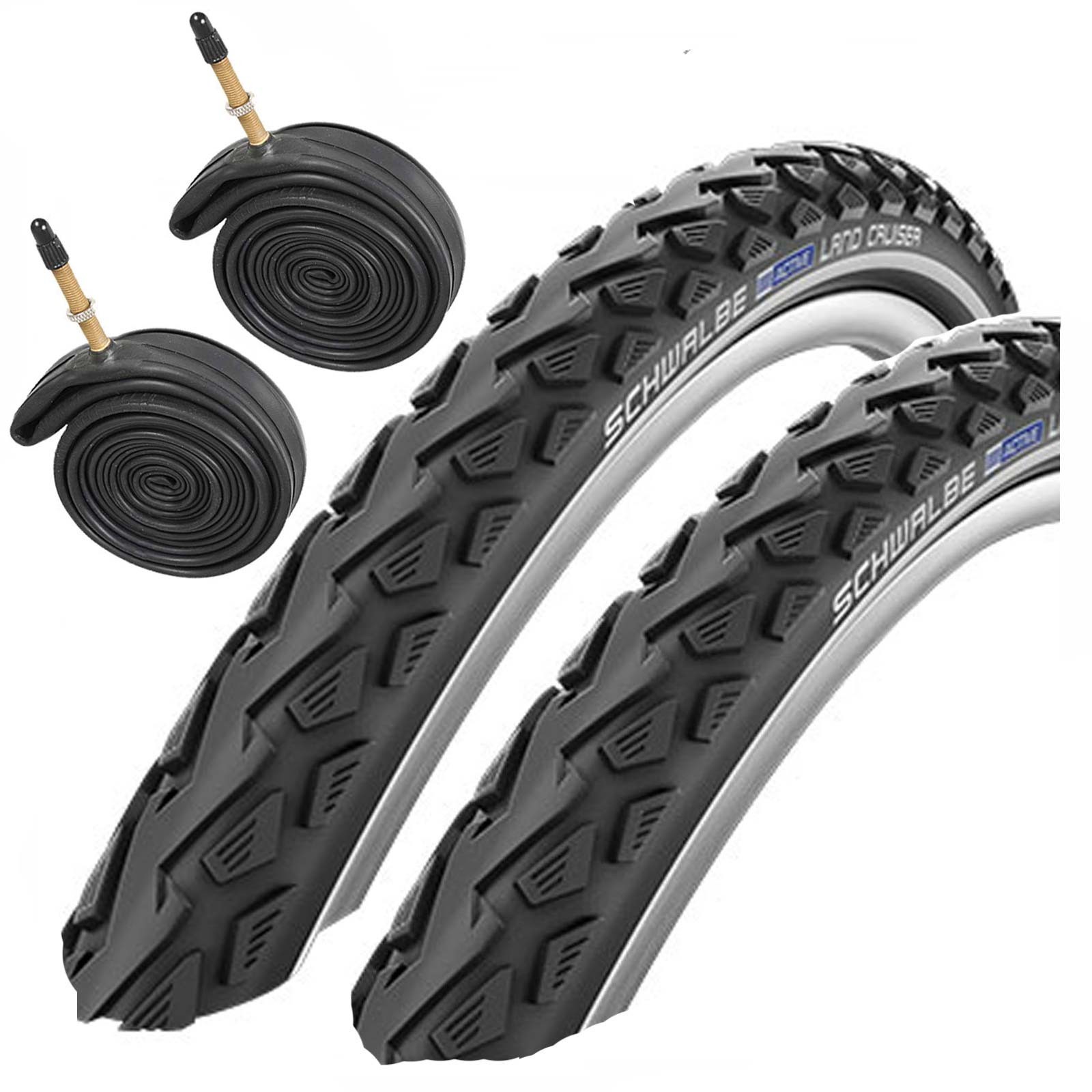 Mountain Bike Tyre Schwalbe Land Cruiser 26"" x 1.75"" & Presta Tubes (1 Pair)