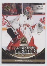 2023 Upper Deck Team Canada Juniors Electric Gold 7/99 Thomas Milic #PM-31 sq1