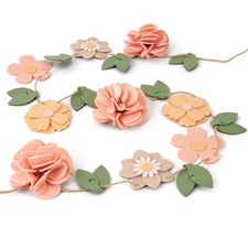 Handmade Felt Flower Garland, Flower Party Decorations, Pre-Strung Spring Gar...