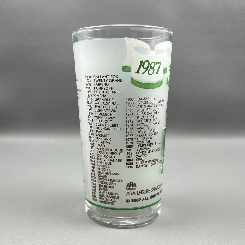 Vintage 1987 Official Belmont Stakes Glass Horse Racing 5.25" - Image 4 of 4