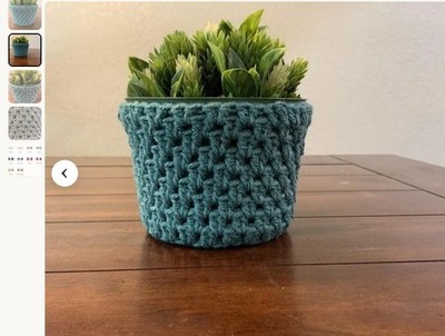 Plant Cozy Handmade Pot Cover in 4  or 6 ,Custom Color Acrylic Yarn Planter Sl