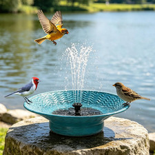 Solar Bird Bath for Outside, 12.4" Outdoor Garden Metal Bird Bath Bowl Fountain,