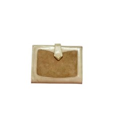 Rolfs Beige Leather Wallet Clutch Suede Kisslock Coin Purse Vintage