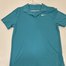 Nike Dri-FIT Moisture Wicking Men's Golf Polo Shirt Blue Short Sleeve Size M