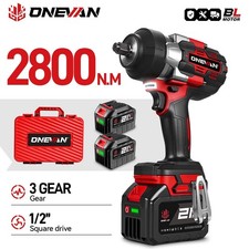 2 Battery 2800Nm 1/2" Cordless Electric Impact Wrench Drill Gun Ratchet Driver