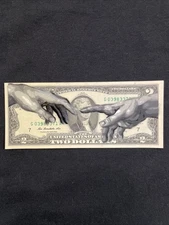 Hand Of God 2 Dollar Bill  painting Graffiti Art Street Art Original