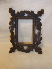 Picture Photo Frame Black Forest Hand Carved Wood Antique German  #J