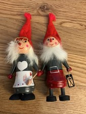 Scandinavian Christmas Gnomes Nisse Tomte Wood Handcrafted Vintage 4.25  