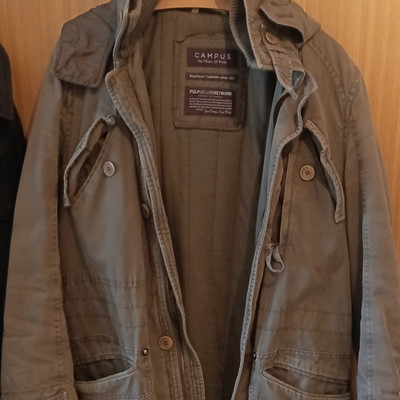 Campus by Marc O'Polo Freizeitjacke Kapuze olivgrün halblang Reißverschluss M