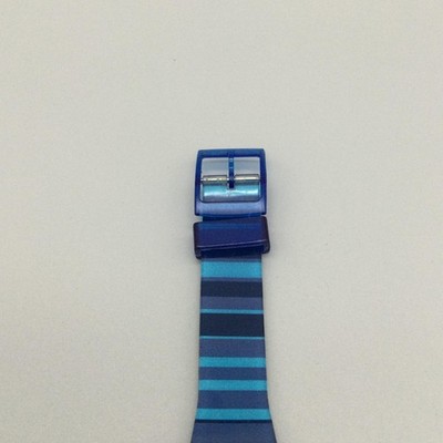 Swatch Sir Blue Mens Watch 34mm Striped Band Day Date Swiss New