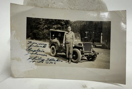 WW2 Photo Soldiers Military Jeep Car World War Two Photo VTG Militaria WWII 1946