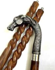 Vintage Brass Horse Head Walking Stick   Wooden Victorian Style Gentleman's Cane