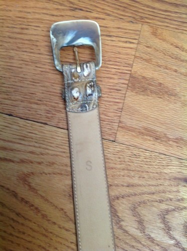 CINTURA VINTAGE ITALIANA PELLE DI VITELLO DONNA S MARRONE CHIARO STAMPA ANIMALIER USA WCM NY - Foto 6 di 23