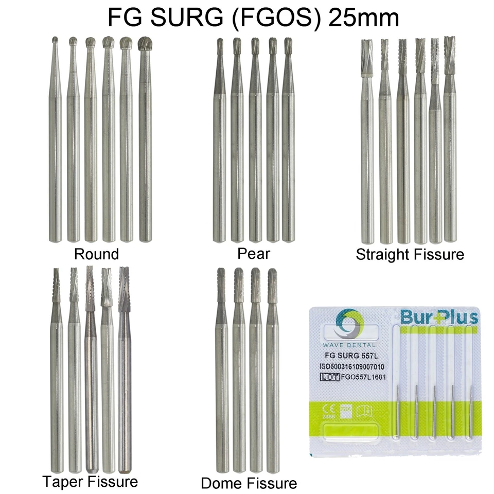 Wave Dental Surgical Burs 25mm Carbide Bur Friction Grip FG Round For High Speed - Image 2 of 4