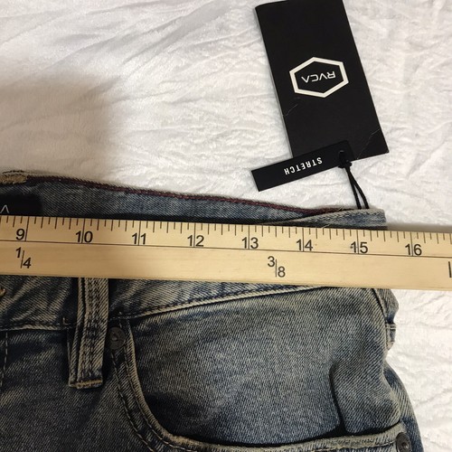 Jeans uomo RVCA Daggers denim slim taglio dritto taglia 30 colore blu ruggine elasticizzato - Foto 10 di 15