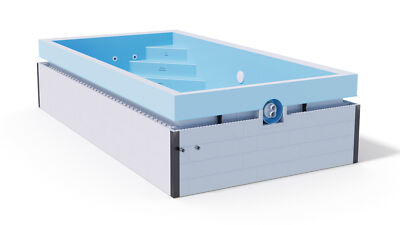 Polypropylen Schwimmbecken Albixon QBIG BENEFIT Überlauf Pool 3,5x8 m Schwimmbad