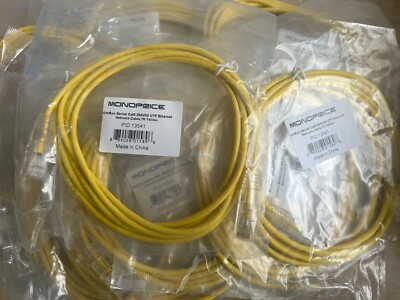 10x Monoprice Cat6 Ethernet Patch Cable 7 feet Yellow | Snagless RJ45 Stranded 