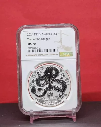 2024 AUSTRALIA $1 - YEAR OF DRAGON LUNAR SERIES 3 - NGC MS70 - .9999 SILVER COIN