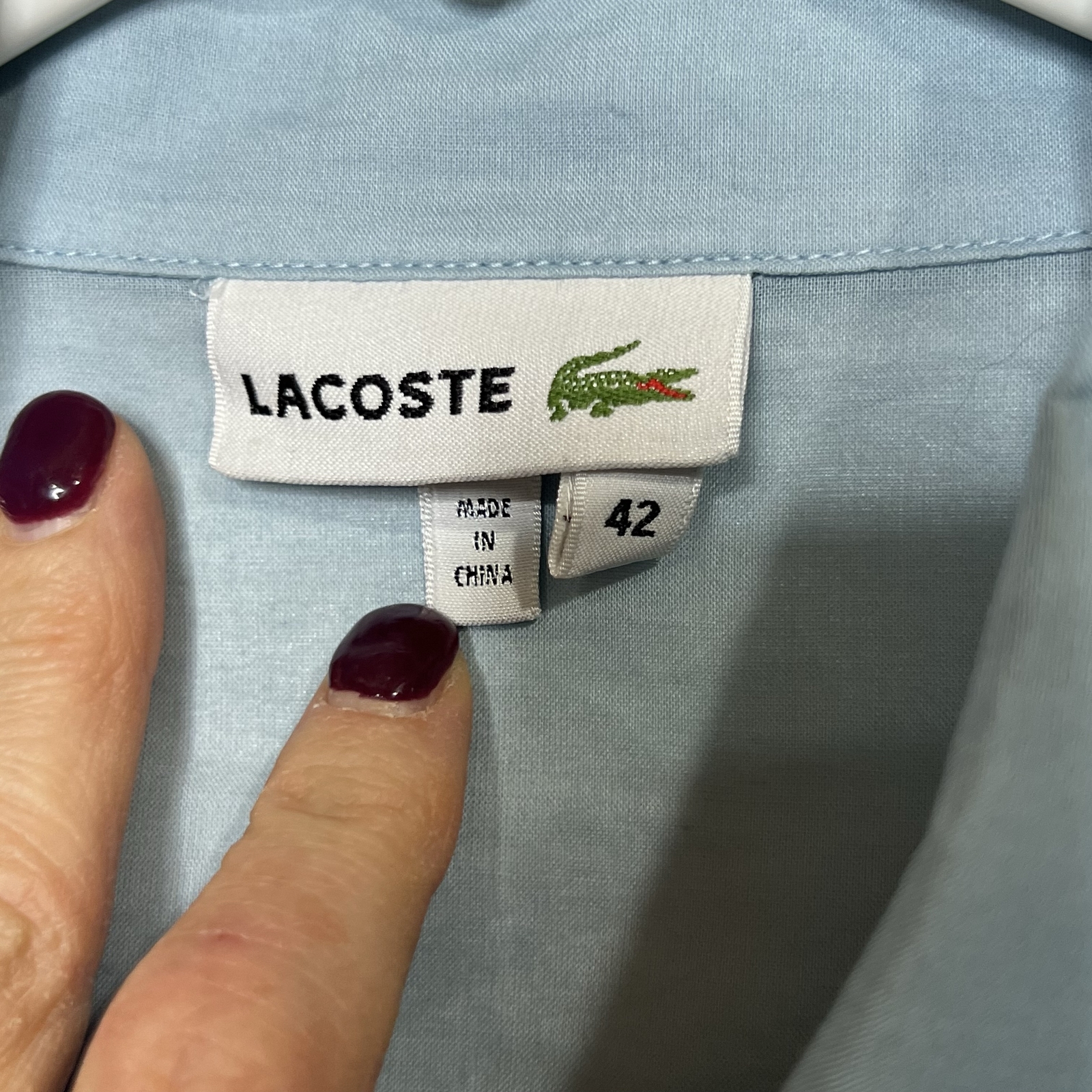 Lacoste Light Blue Button Down Front Gathered Lon… - image 8