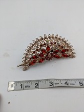 Peacock Inspired Design Hair Clip Crafted with Rhinestones