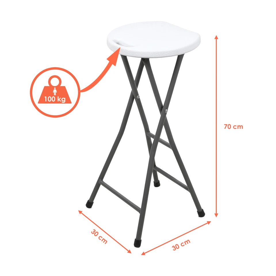 Metall Klapp Bar Hocker für 100 kg - 70x27 cm - Küchen Tresen Gäste Falt Stuhl - Bild 2 von 4