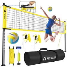 Professional Outdoor Volleyball Net Set with Adjustable Height Poles, Bag, Ball