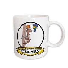 3dRose Funny Worlds Greatest Lineman Cartoon Mug
