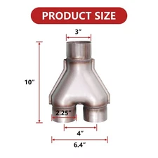 Universal 409 Stainless Exhaust Y Pipe, 3" Single to 2.25" Dual Exhaust muffler