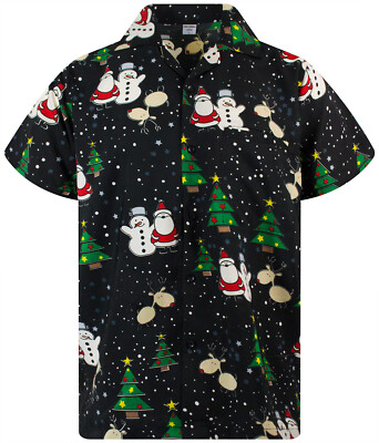 Funky Hawaiihemd Weihnachten Buddys Schwarz Santa Hawaii  