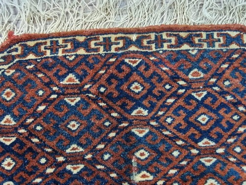Handmade Antique Turkmen Yomud Collectible Rug 1.4' x 1.7' (42cm x 52cm) 1880s - - Picture 5 of 8