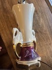 VTG 1940's Jenny Worrall Lamp Ruby Roses Swan Handles Gilded FINIALS Fluted — photo 9