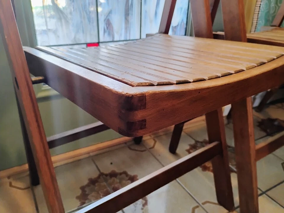 2 MCM ВИНТАЖНЫЙ деревянный складные стулья планки - Изображение 2 из 4