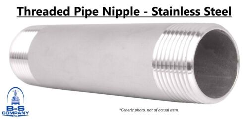 Pipe Nipple Thread End Fitting 316 Stainless Steel 2" x 12" Long Schedule 40 - Picture 1 of 5