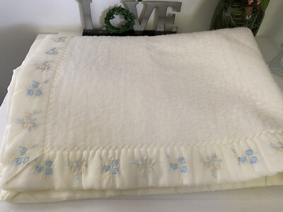 #ad Vintage North Star Acrylic Chatham Baby Blanket Satin Binding Pale Yellow 36x50 $44.62