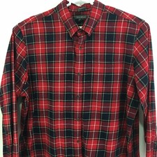 Eddie Bauer Mens Red Plaid Button Long Sleeve Flannel Shirt 2XL Excellent 6074